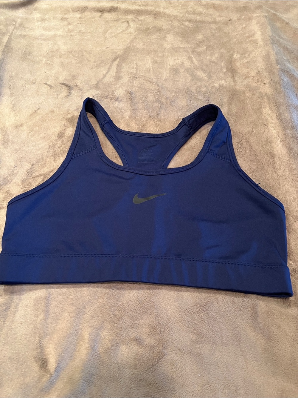 Nike Deep Blue Racerback Sports Bra with Subtle Logo